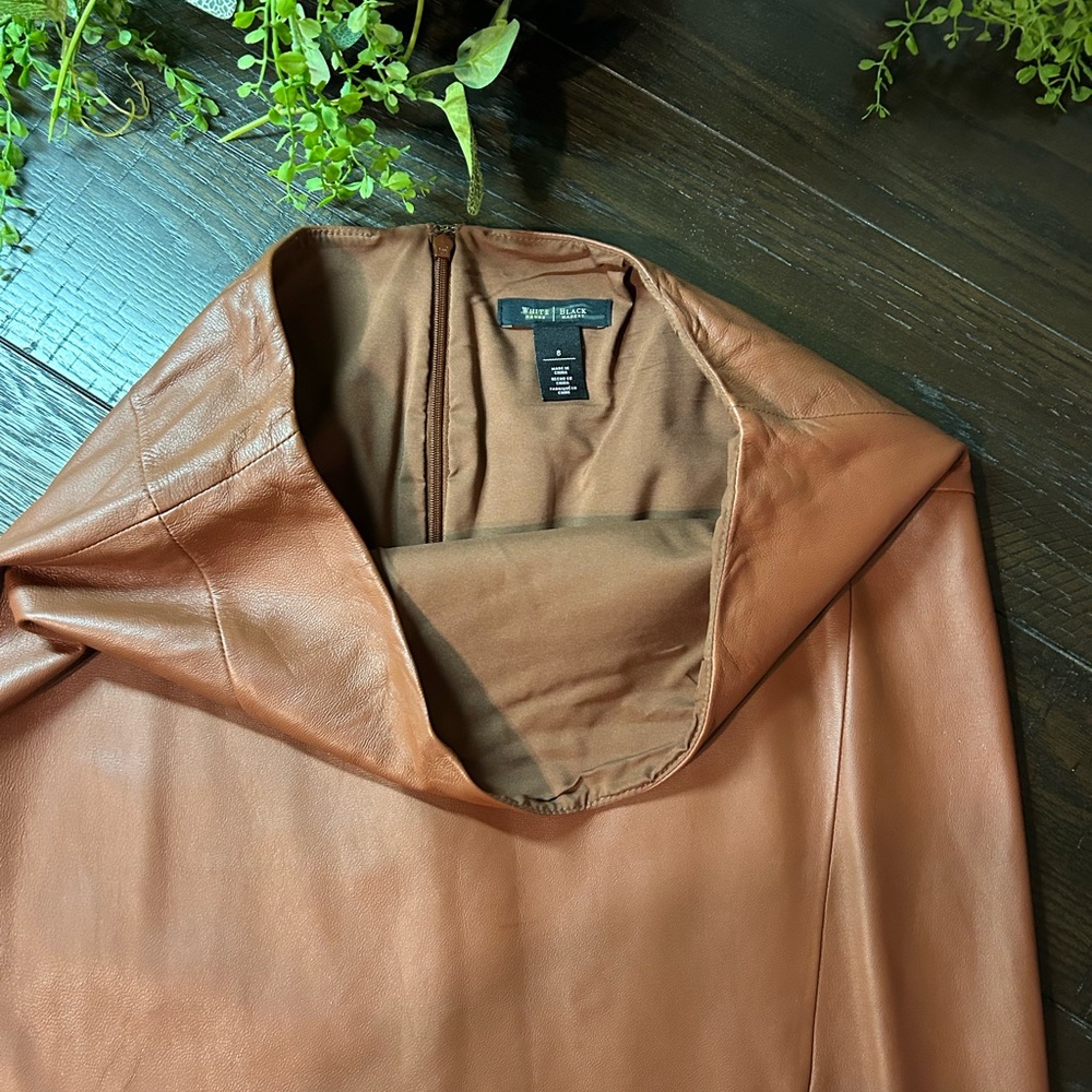 White House Black Market beautiful 100% Leather Pencil Skirt - Brown - Picture 4 of 11
